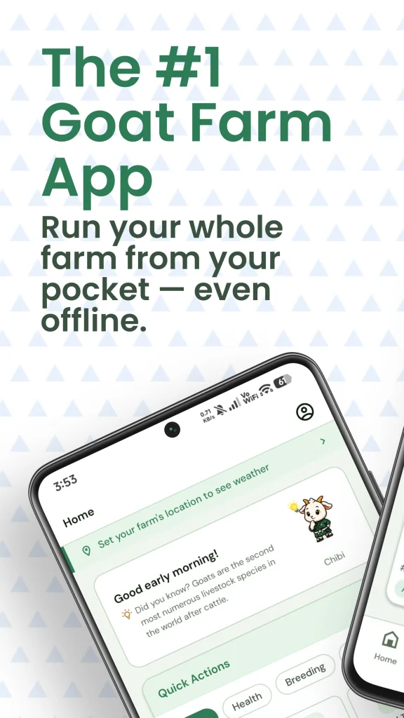 Herd Keeper home screen showing the farm dashboard and quick actions